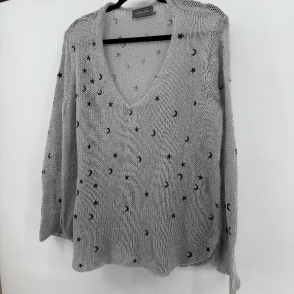 Wooden Ships Moon Stars Sweater VNeck Witchy Whimsigoth Goth Pullover Small/Med - Picture 2 of 11